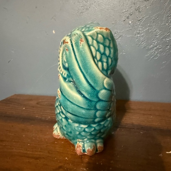 Ceramic Owl Figurine in Teal - Picture 2 of 4
